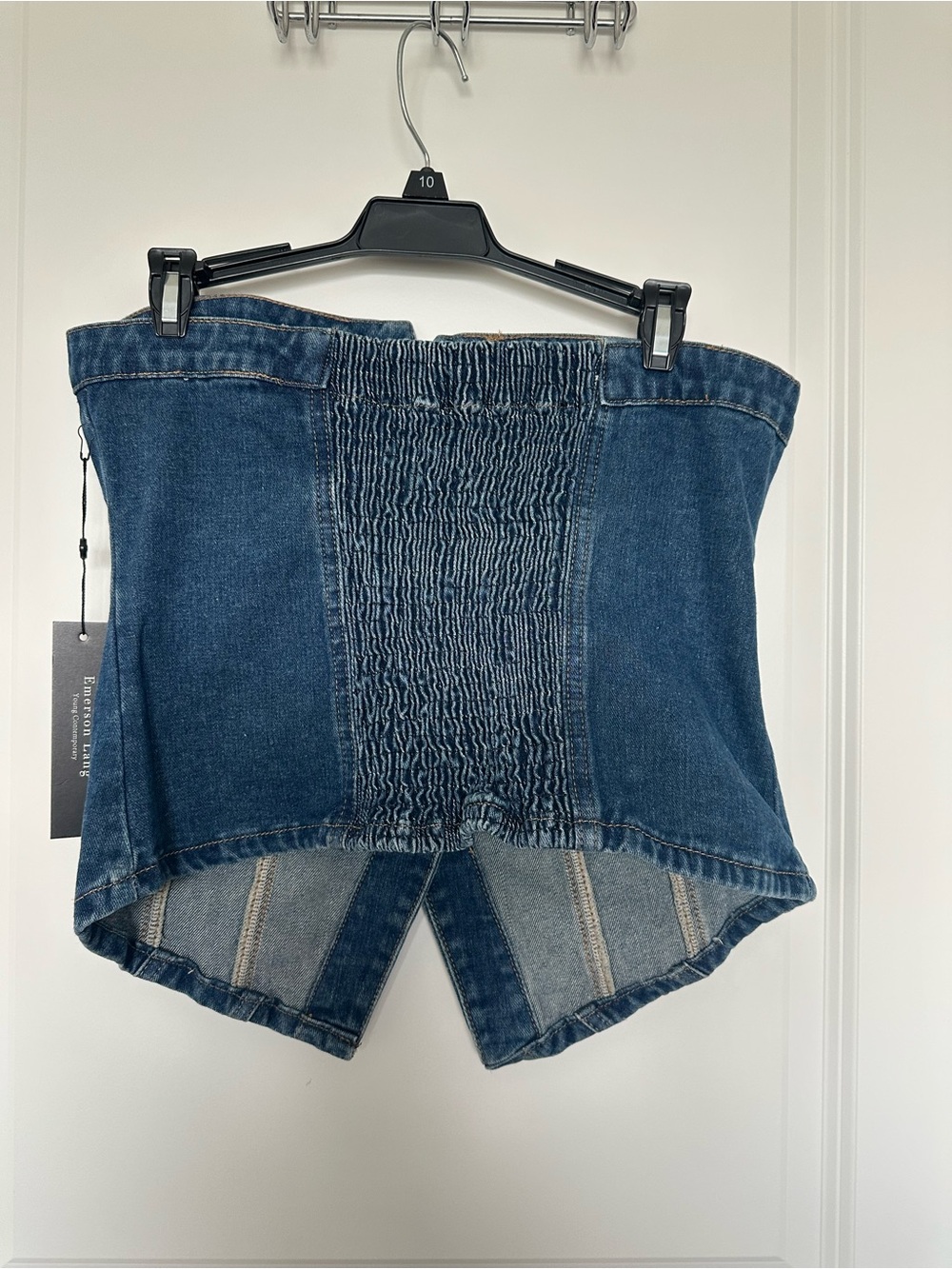 NWT! Denim Strapless Corset Top - Dark Blue - Picture 3 of 3